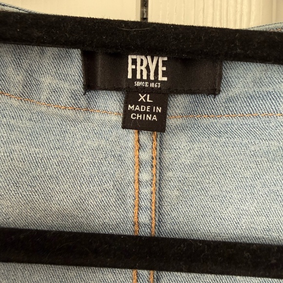 Frye Denim Button-Front Mini Dress Sleeveless V-Neck Jean Dress Size XL - Picture 2 of 6